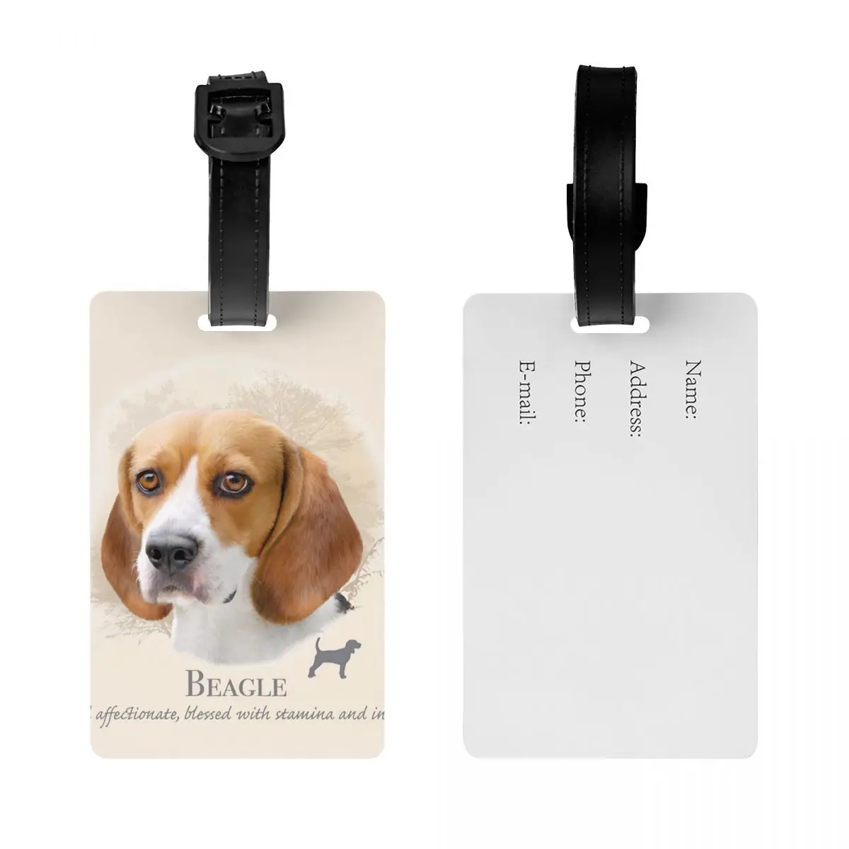 Etiquetas de Bagagem para Malas, Tampa De Privacidade Animal, Cartão De Identificação, Custom Beagle Dog Suitcase