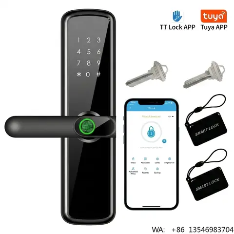 Security Digit Electric Electronic Handle Digital Tuya WIFI  TTlock Cerraduras Inteligentes Con Keys Fingerprint Door Smart Lock