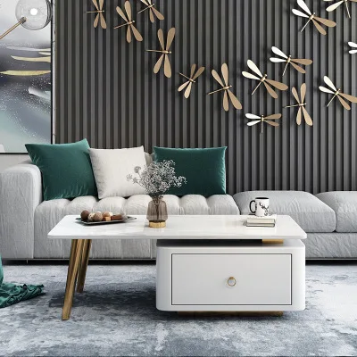New and Simple Hotel Lobby Office Marble Tempered Coffee Table