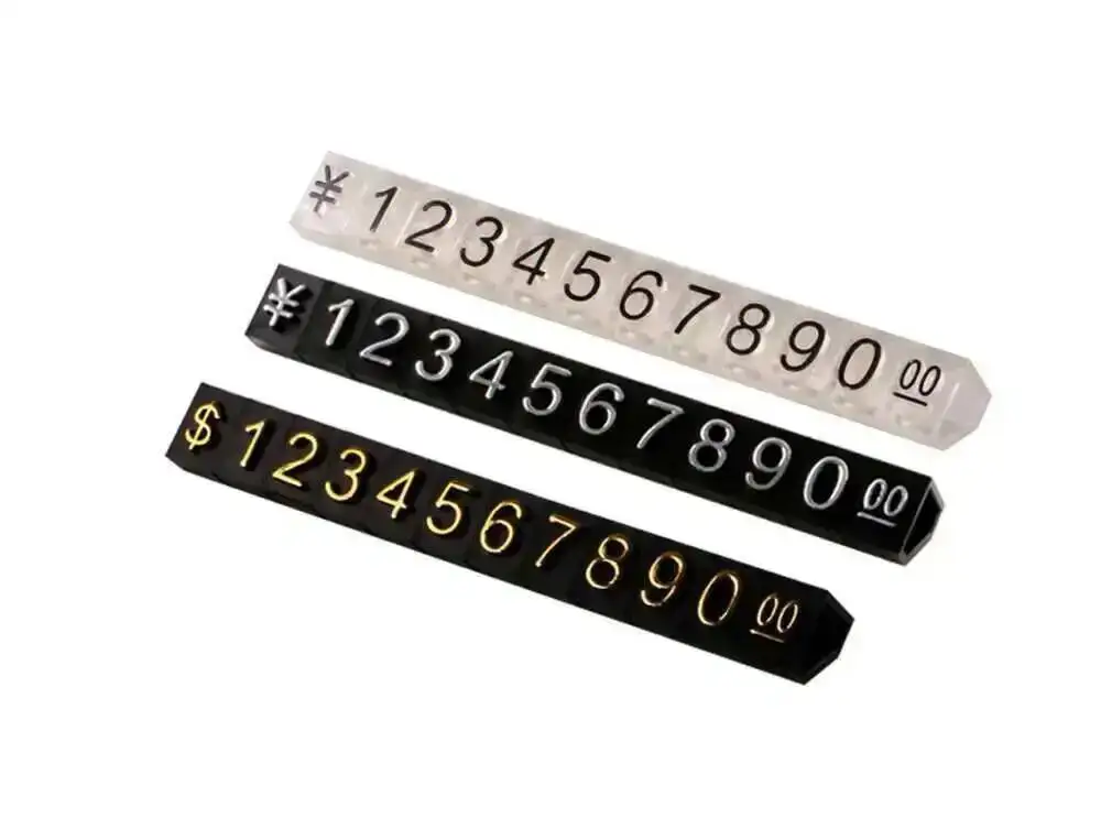 Cubo de exhibición de precios ajustable para joyería, soporte de mostrador, kit de bloques de precios con números, letras, dólares y euros