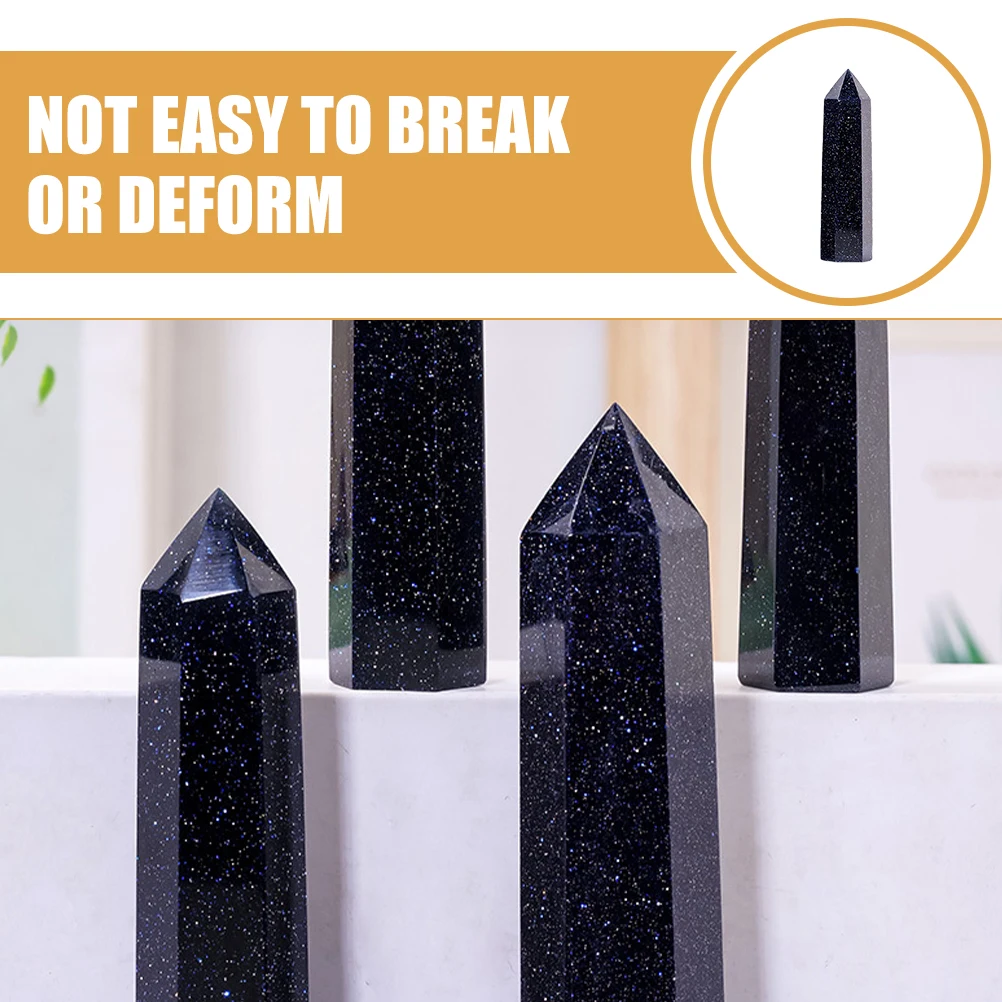 

Crystal Stone Wand Natural Hexagonal Crystal Tower Pointed Gemstone Blue Sandstone 6-7Cm Meditation Yoga Gift Home Office Decor
