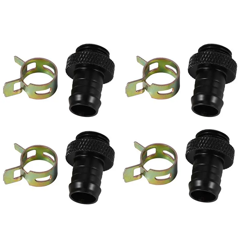 

8Pcs Barb Fitting Computer Water Cooling Radiator Copper Heatsinks Cooler Clamp For 3/8 Inch Id Tubing G1/4 Chromed Del