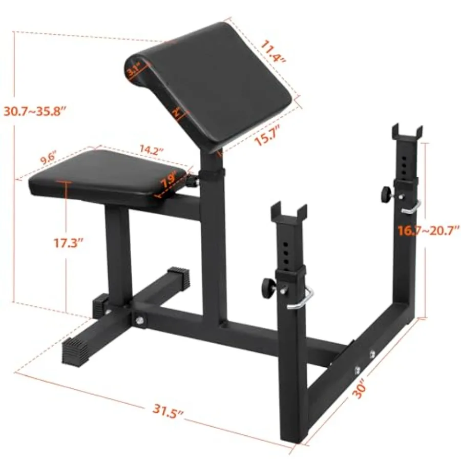 Seated Arm Isolated Barbell Dumbbell Biceps Station Home Gym Preacher Curl Weight Bench Max Load 450lbs Steel Black Strength Tr