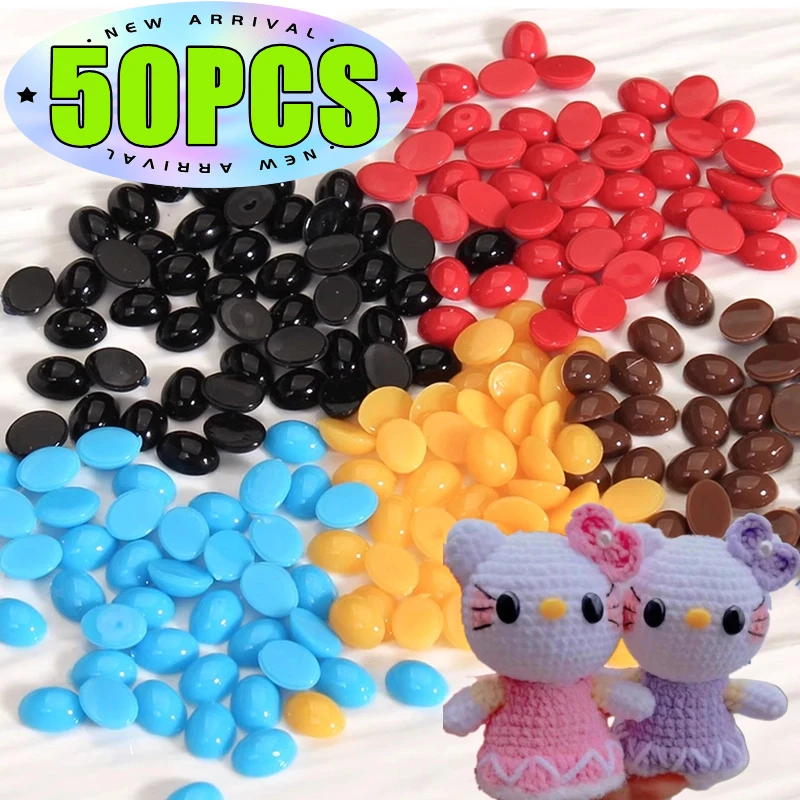 

50PCS Oval Flat Plastic Safety Flat Eyes Noses for Dolls Making Toys Cute Bear Dolls Eyes 5 Colors Amigurumi Doll Accessories