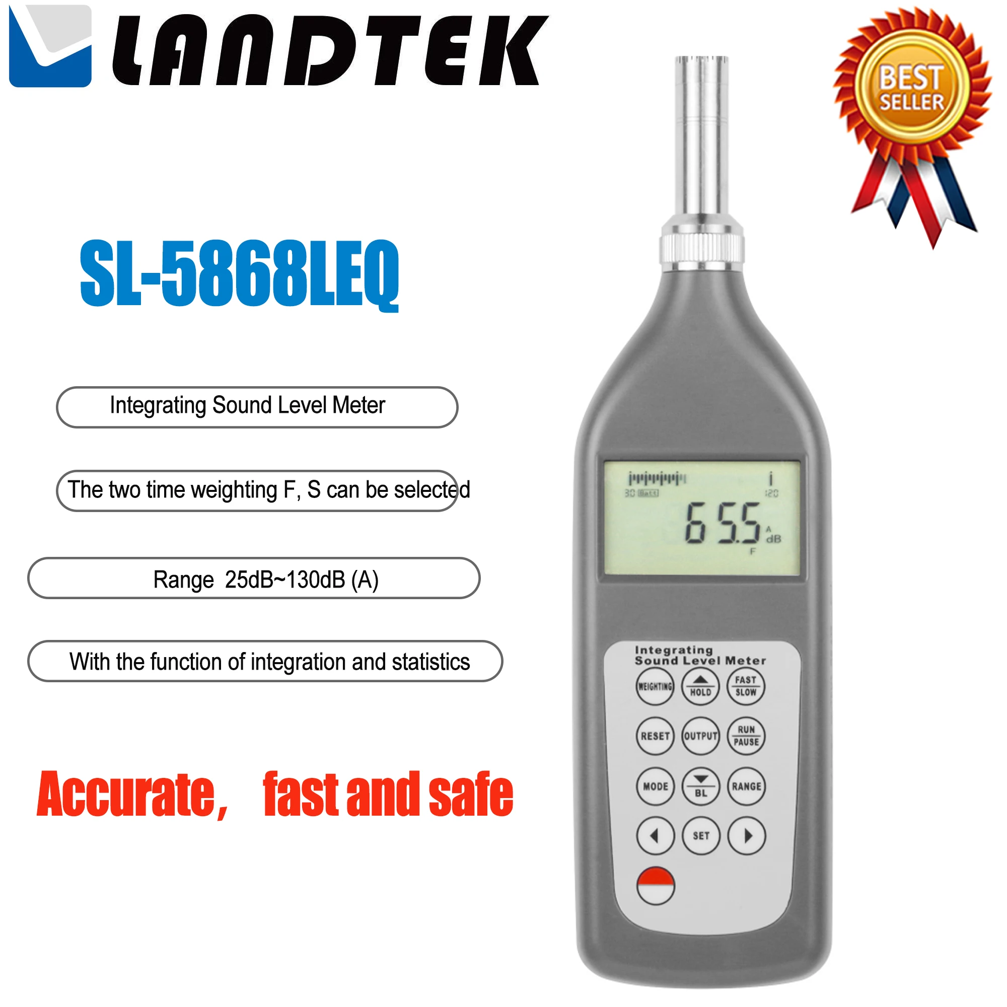 LANDTEK SL-5868LEQ Integrating Sound Level Meter The F,S Can Be Selected.Measure Accumulated Percentile Sound Level.