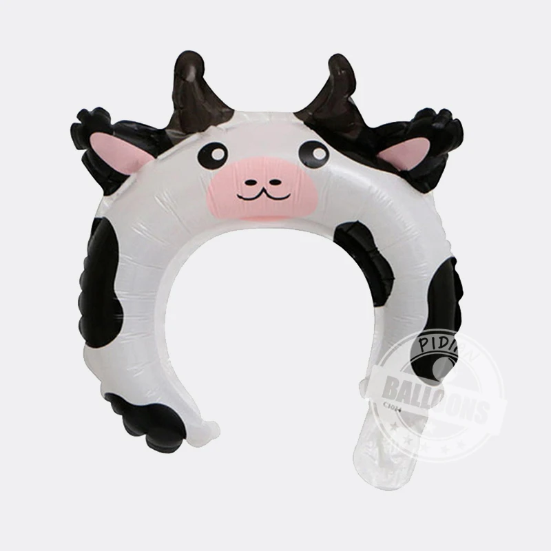 New Cute Animal Tiara Headband Balloon Frog Panda Fox Tiger Cat Baby Shower Kids Toy Happy Birthday Wedding Party Decoration