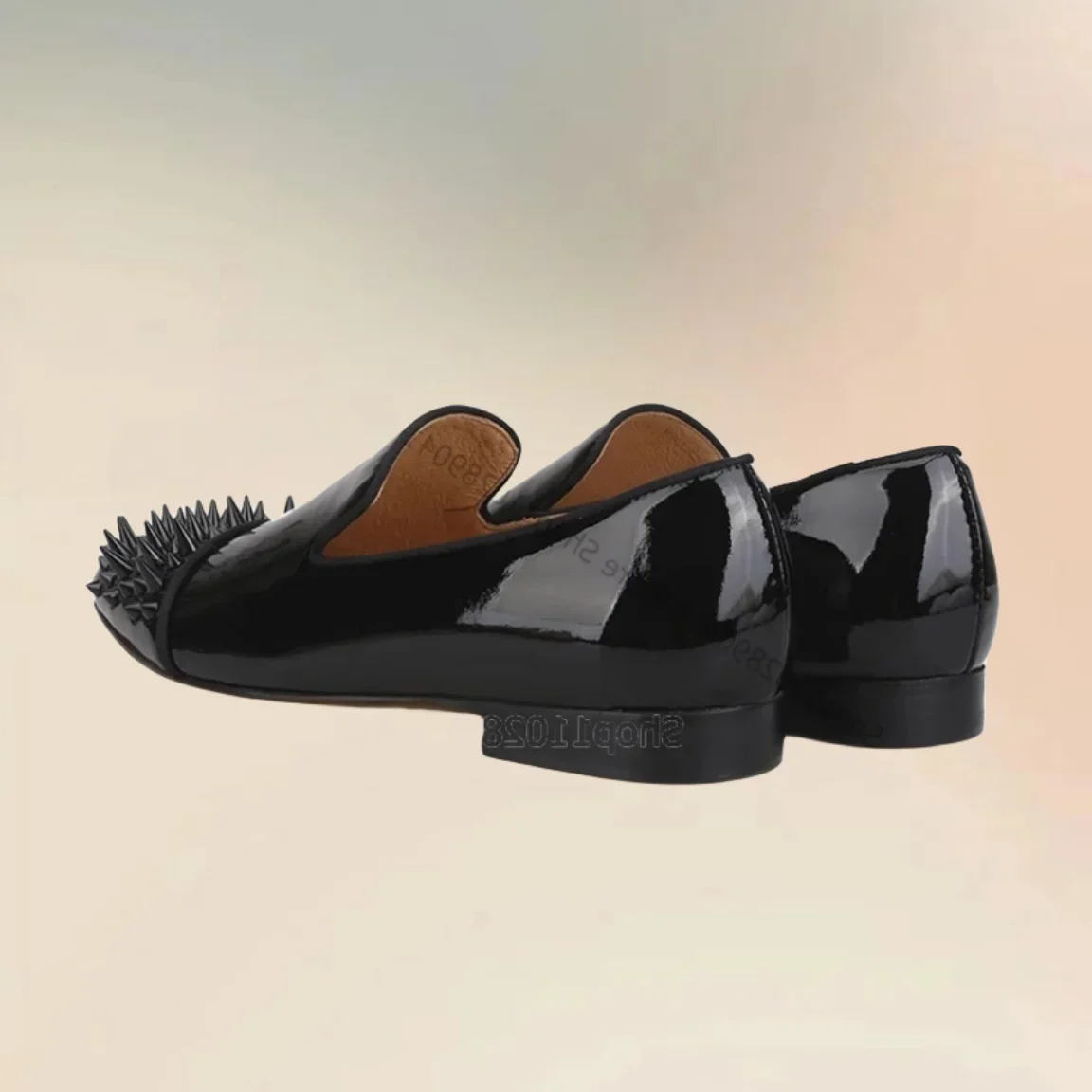 Schwarz Lange Spikes Dekor Patent Leder Loafer Fashion Slip Auf Männer Schuhe Luxus Handwerk Party Bankett Büro Männer Kleid Schuhe