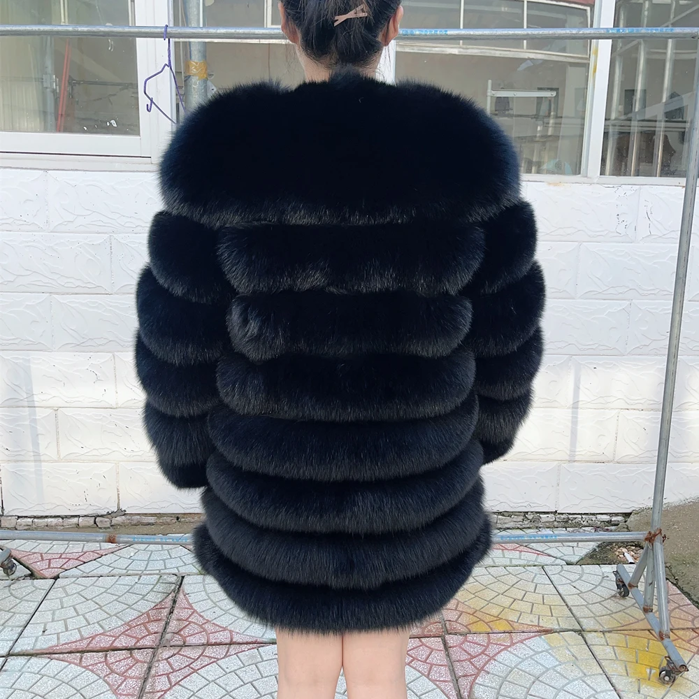 QUEENTINA Fox Fur 80cm Coat Real Winter Women'S New Fashion Furry 2025 Leather And Skin White Natural New In Coats & Jackets
