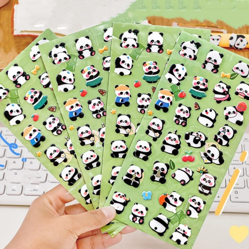 Cute Panda Bubble Stickers 3D Three-dimensional Decorative Small Pattern Stickers DIY Handbook Material Small Stickers