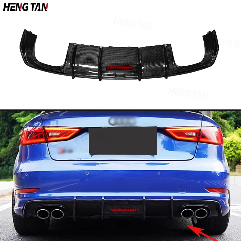 

For Audi S3 2014-2016 Carbon Fiber Car Rear Bumper Lip Diffuser Spoiler Parts Back lip Upgrade Body kit