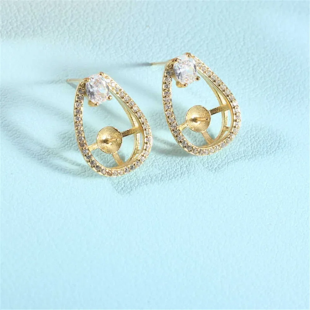 

Аксессуары из жемчуга своими руками, новые серьги из стерлингового серебра S925, капли с полым цирконом, легкие роскошные серьги, пустой держатель, модный и изысканный