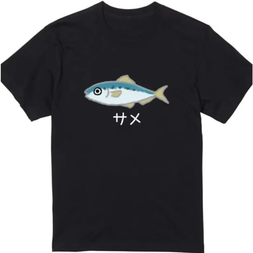 Something's Not Right Shark Sardine Gag Text Present Cat Gift Funny Illustration Animal Unisex Aiming for Laughs Y2k Women Tops
