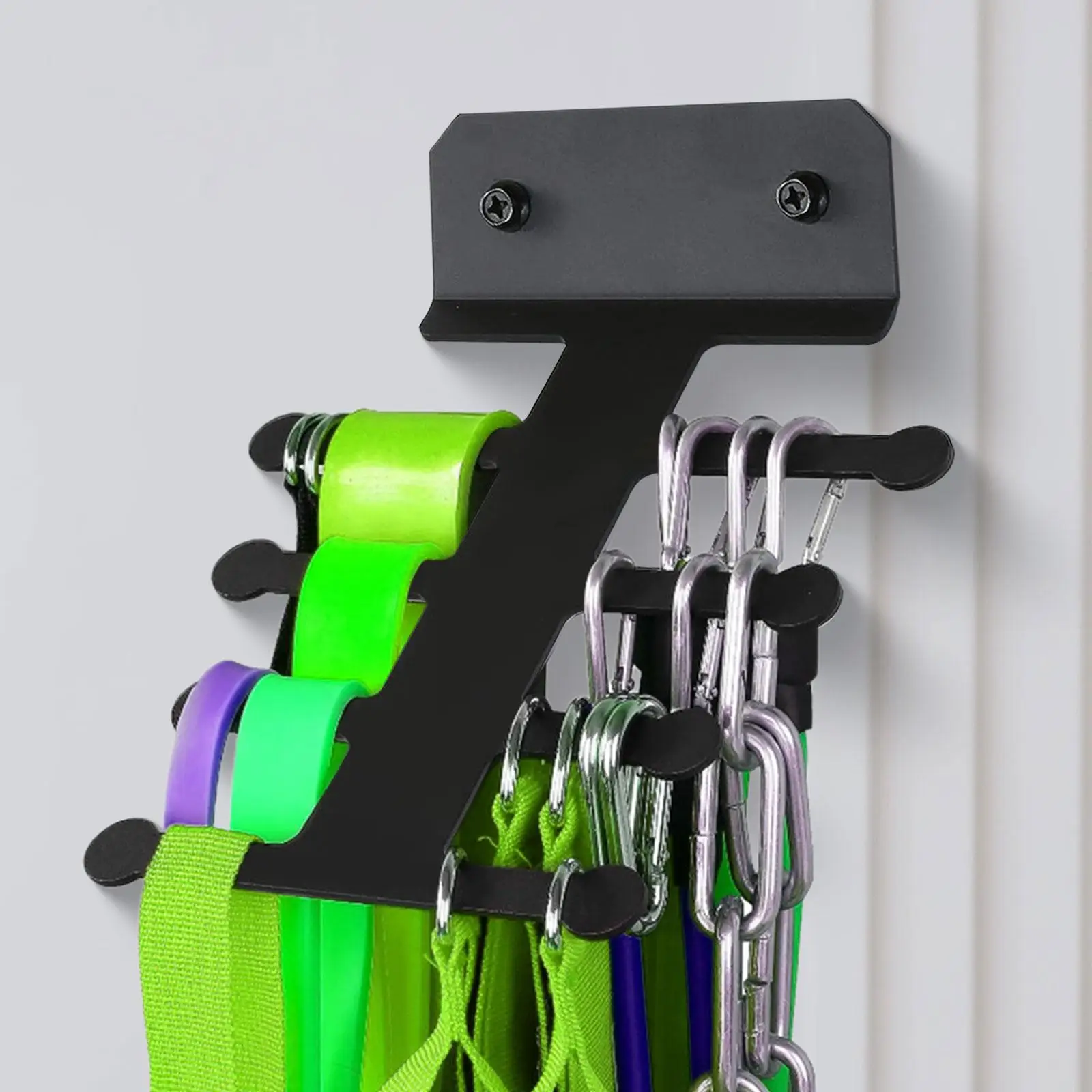 Resistance Band Storage Rack Multi-Purpose Gym Equipment Organizer Wall Mounted for Jump Ropes Lifting Belt Barbell Hanger