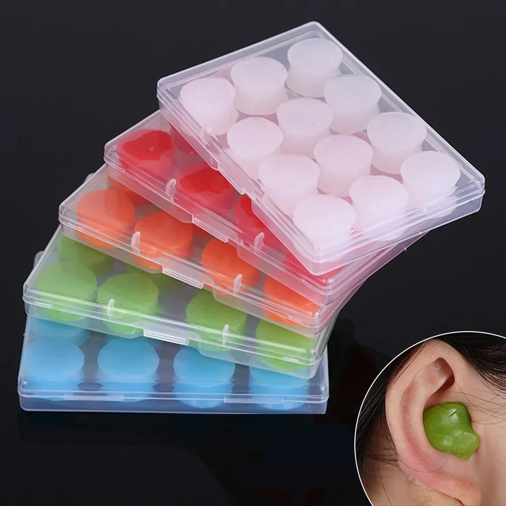 12 Tapones de Silicona para Dormir, Reducción de Ruido, Anti Ronquidos, Aislamiento Acústico, Protección Auditiva, Reutilizables