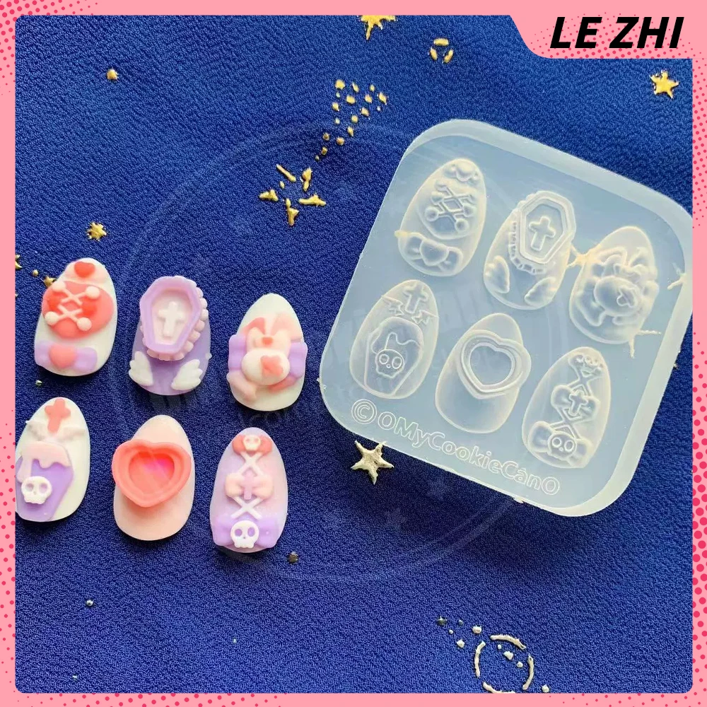 1 unidad de molde de silicona para uñas de dibujos animados de Anime Sanrio Hello Kitty Rilakkuma, conejo Kawaii, oso, perro, serpiente, lazo, caramelo, plantillas para uñas