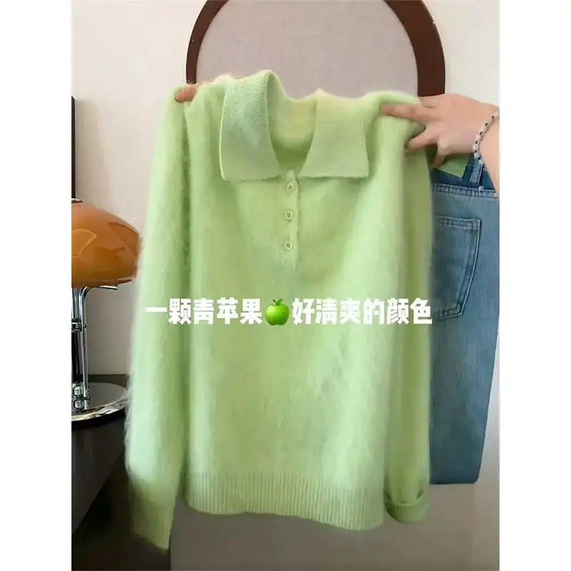 

Женская одежда, весенне-осенний модный корейский однотонный женский водонепроницаемый норковый свитер с длинными рукавами, пуловеры для