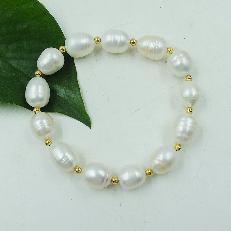 

Classic 10-11MM Giant Natural White Pearl Elastic Thread Bracelet 7.5 "