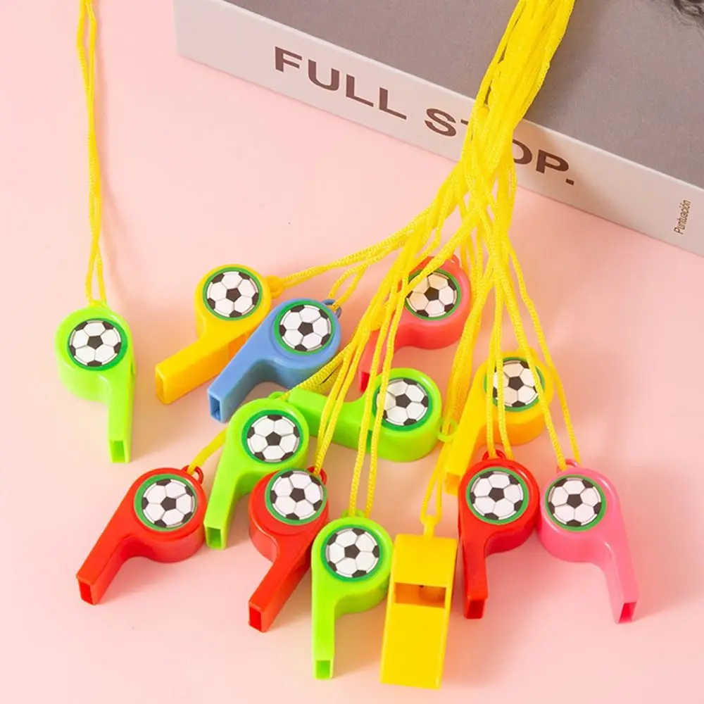 10Pcs with Rope Football Whistle Random Color 2 Styles Cheerleader Cheering Props Whistle Coach Whistle Birthday Party Favors