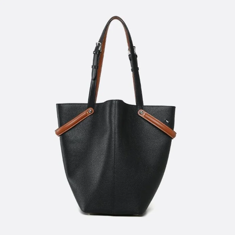 Genuine Leather Fashion Handbag for Ladies Large Capacity Commuting Bags Versatile Soft Shoulder Bag with Convertible Belt