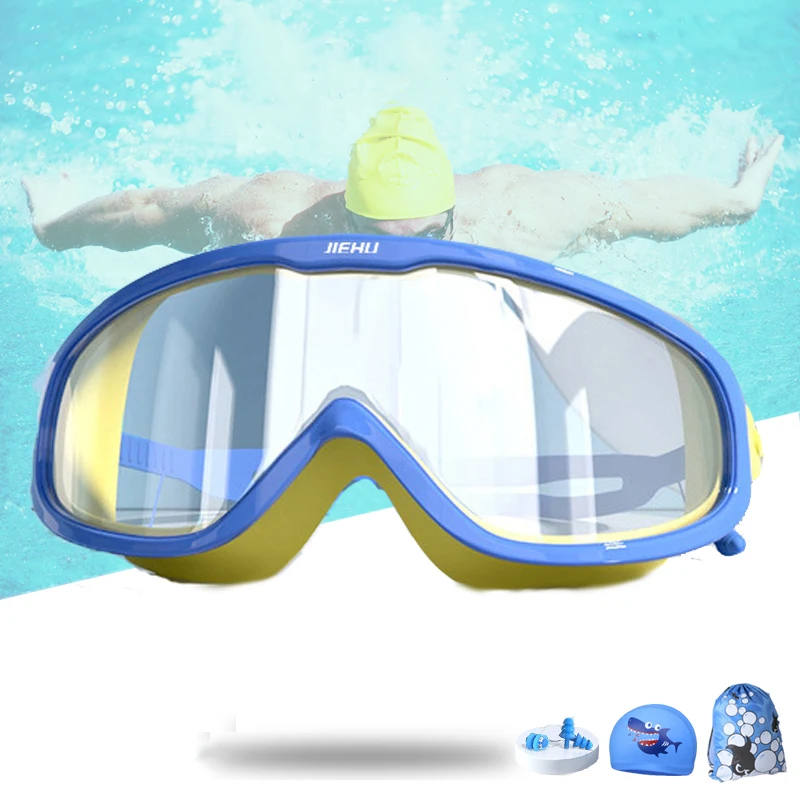 Children's Swimming Goggles Boys Girls Swim Glasses with Earplug Waterproof Anti-Fog Hd Water Sport Diving Eyewear Kids