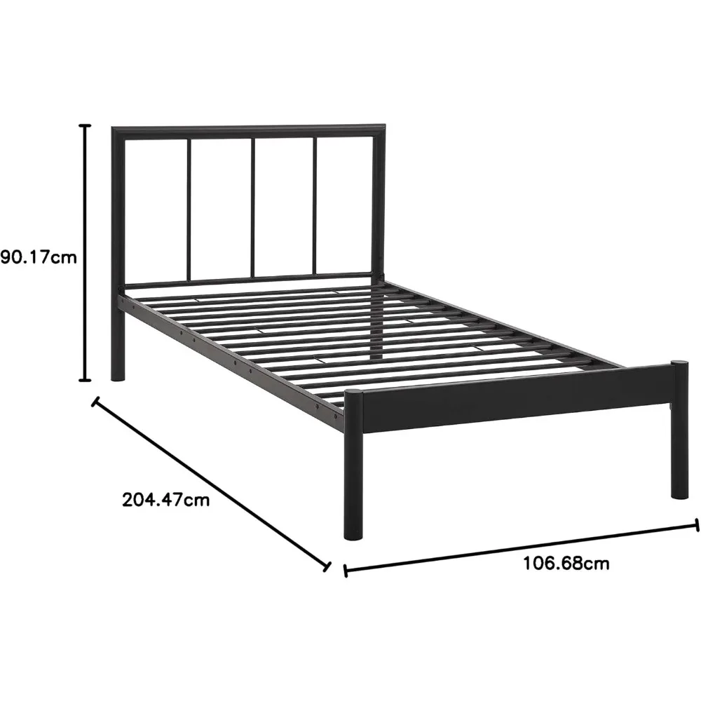 إطار سرير مزدوج بمنصة المزرعة المعدنية من Modway Gwen Steel مع لوح رأسي باللون البني #2