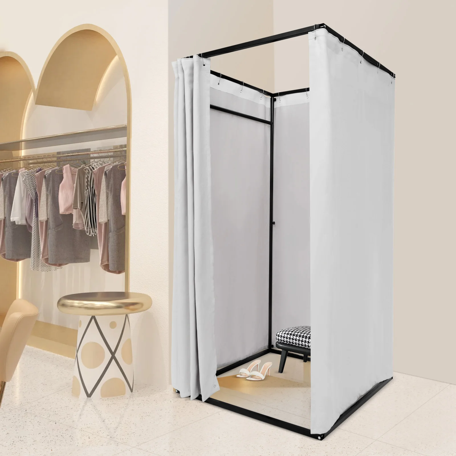 

Portable Fitting Room Clothing Store Fitting Room 3-4 Person Freestanding Changing Booth Wedding Dress & Event Dressing Tent