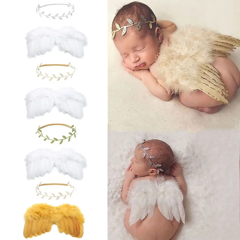 Crianças faixa de cabelo roupas pena asa foto adereços trajes para bebês recém-nascidos fotografia acessórios asa anjo