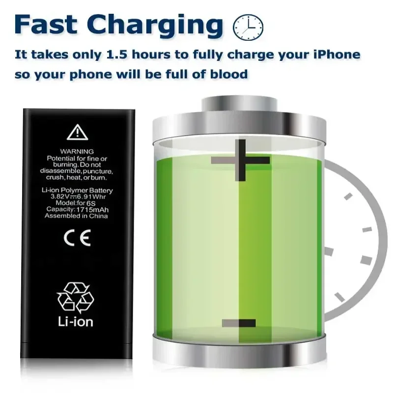 100% New High-Quality Battery for iPhone XS XR XSMAX Lithium Polymer Replacement Bateria for Apple iPhone X Battery Compatible