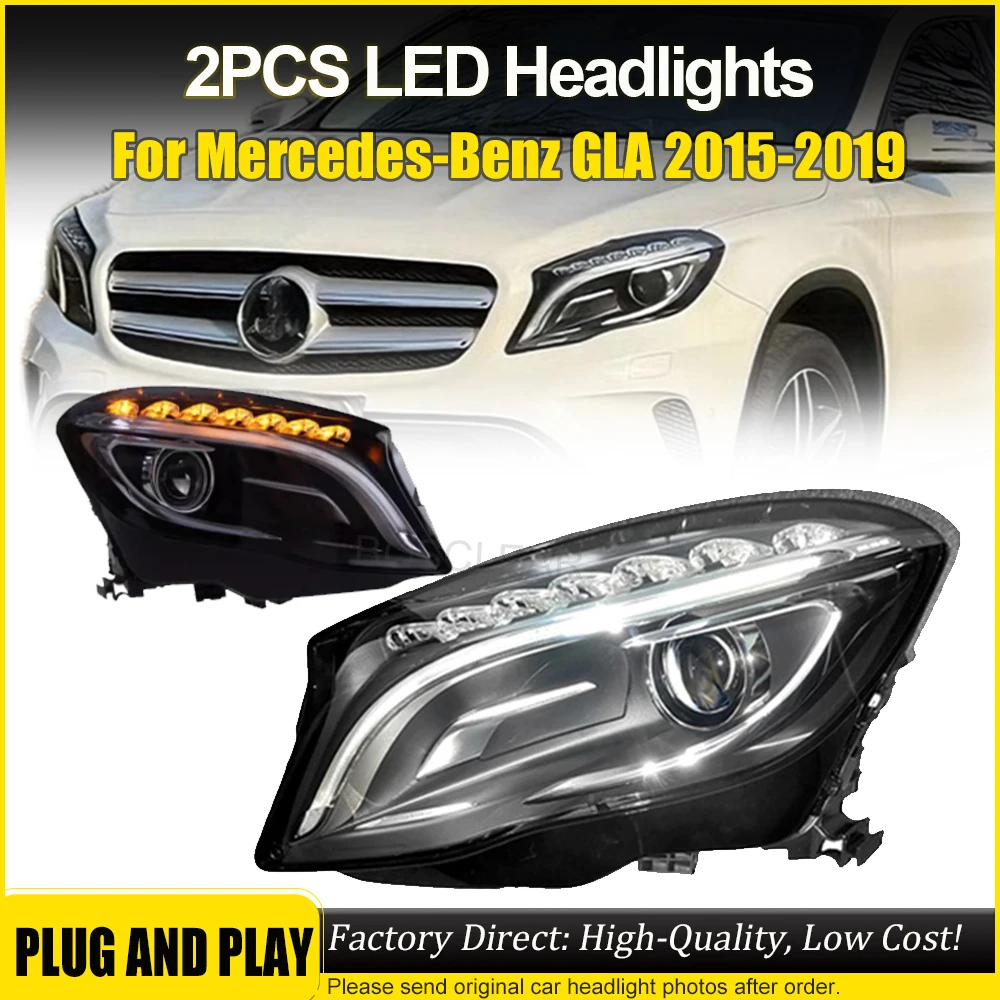 Car Front Lights For Benz W156 Headlights 2015 2016 2017 2018 2019 GLA 200 250 High Configure LED Headlight Assembly Accessories