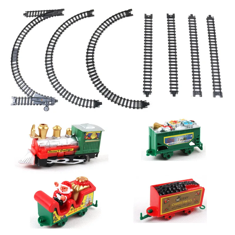 Conjunto de trem de natal cabeça de simulação conjunto de trem ferroviário elétrico conjunto de trem de natal para desfrutar diy presentes de natal para crianças b148