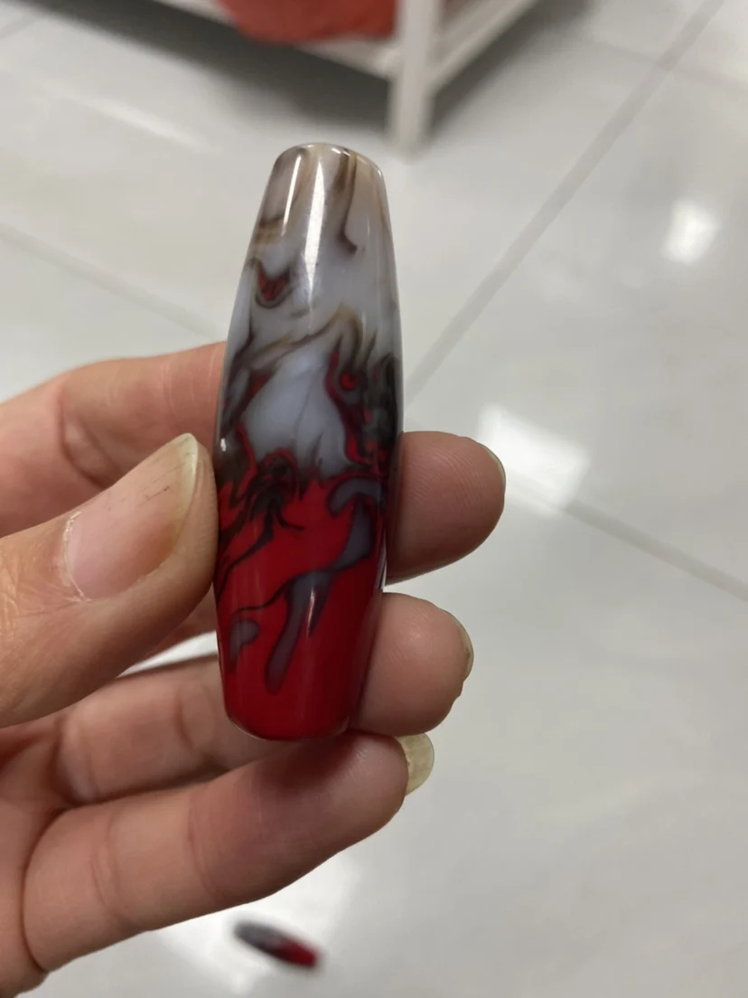 

Exquisite Chicken Blood Jade Dzi Bead Pendant Xinjiang Hetian Flame Red Dzi Bead Lezi Pendant