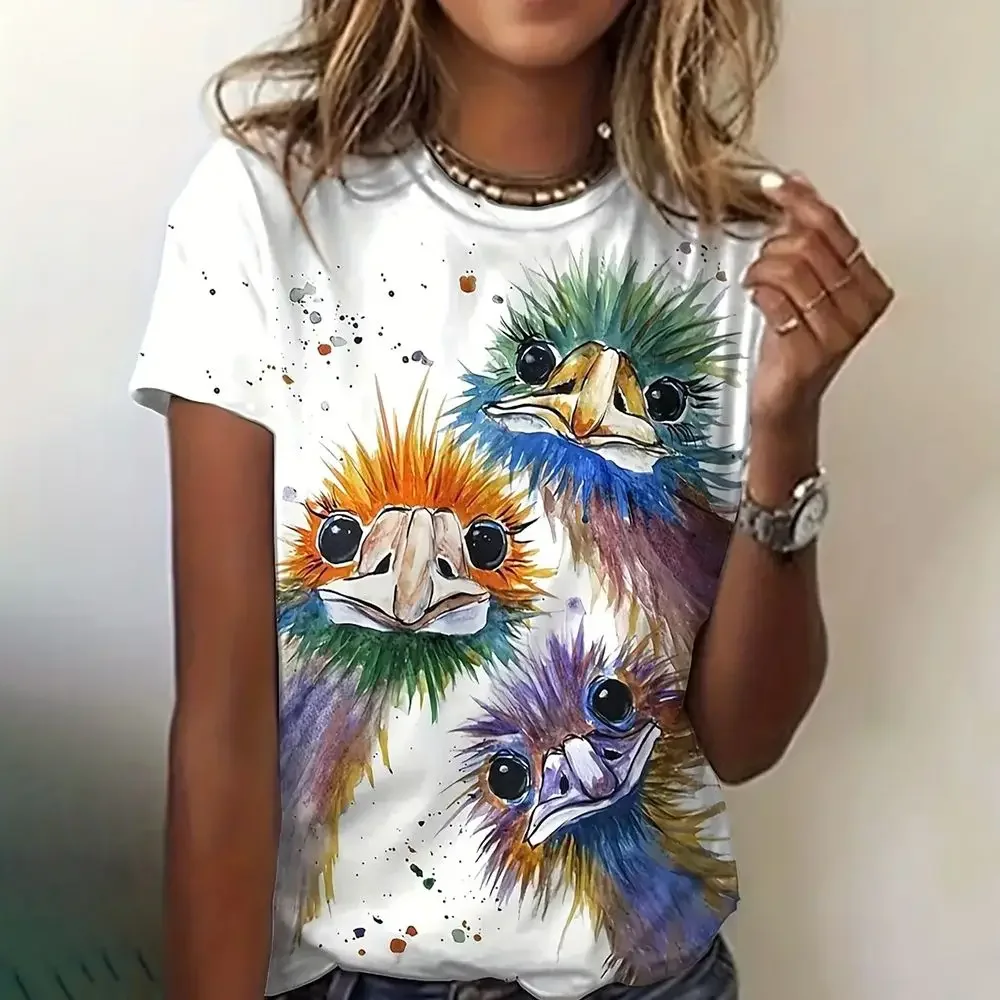 Summer Women\'s T Shirt Funny Animal 3d Print Oversized Clothing Fashion Crew Neck Casual Short Sleeve Pullover Female T-Shirts