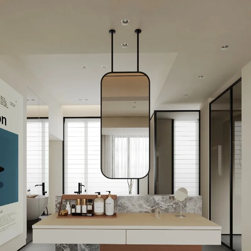 Rectangular Hotel Guesthouse Vanity Mirror Ceiling Makeup Mirror Suspended Bathroom Espelho De Corpo Inteiro Mirror