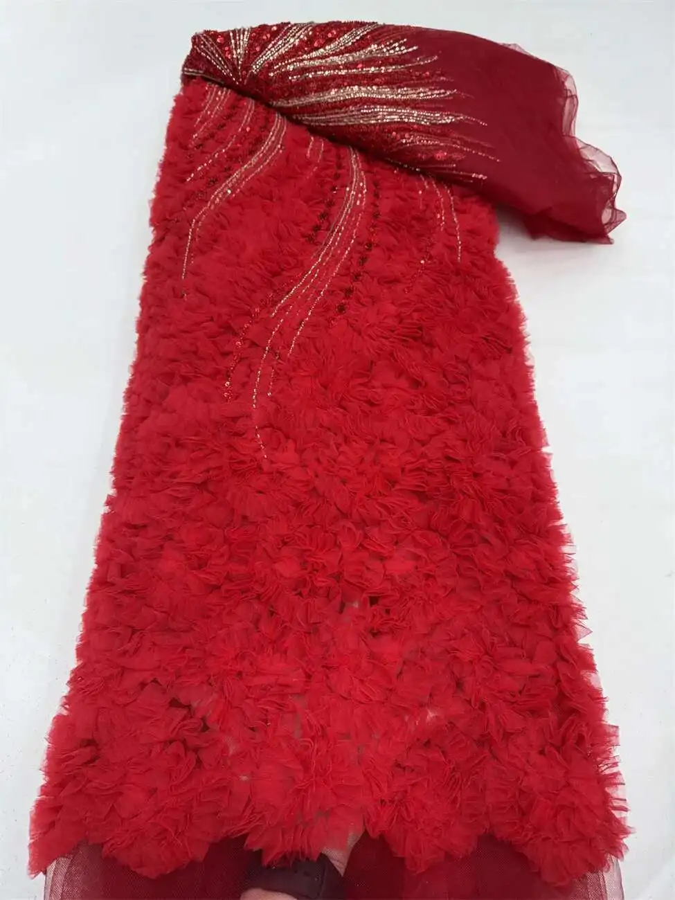 

African Mesh Lace Fabric Nigerian Beads Lace Fabric Sequin 2025 High Quality French Nigeria Lace Dresses for Women Party Wedding