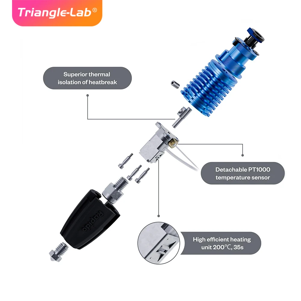 Trianglelab NEW V2 Phaetus Rapido Hotend 2.0 HF 104NT PT1000 UHF High Speed High Effcient Heating Unit For VORON 3D PRINTER