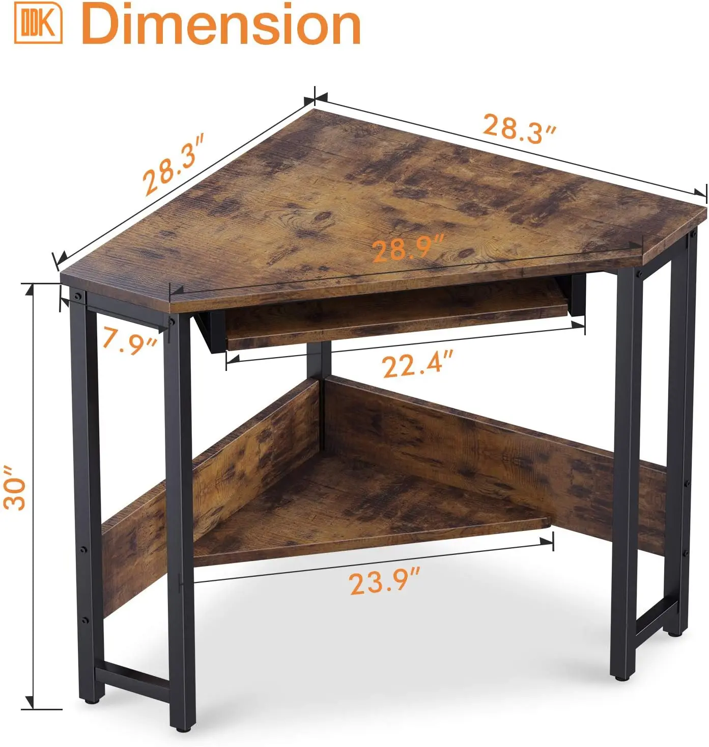 Eck schreibtisch, dreieckiger Computer tisch, kleiner Schreibtisch, stabiler Stahlrahmen für Workstation mit glatter Tastatur ablage und Ablage fächern