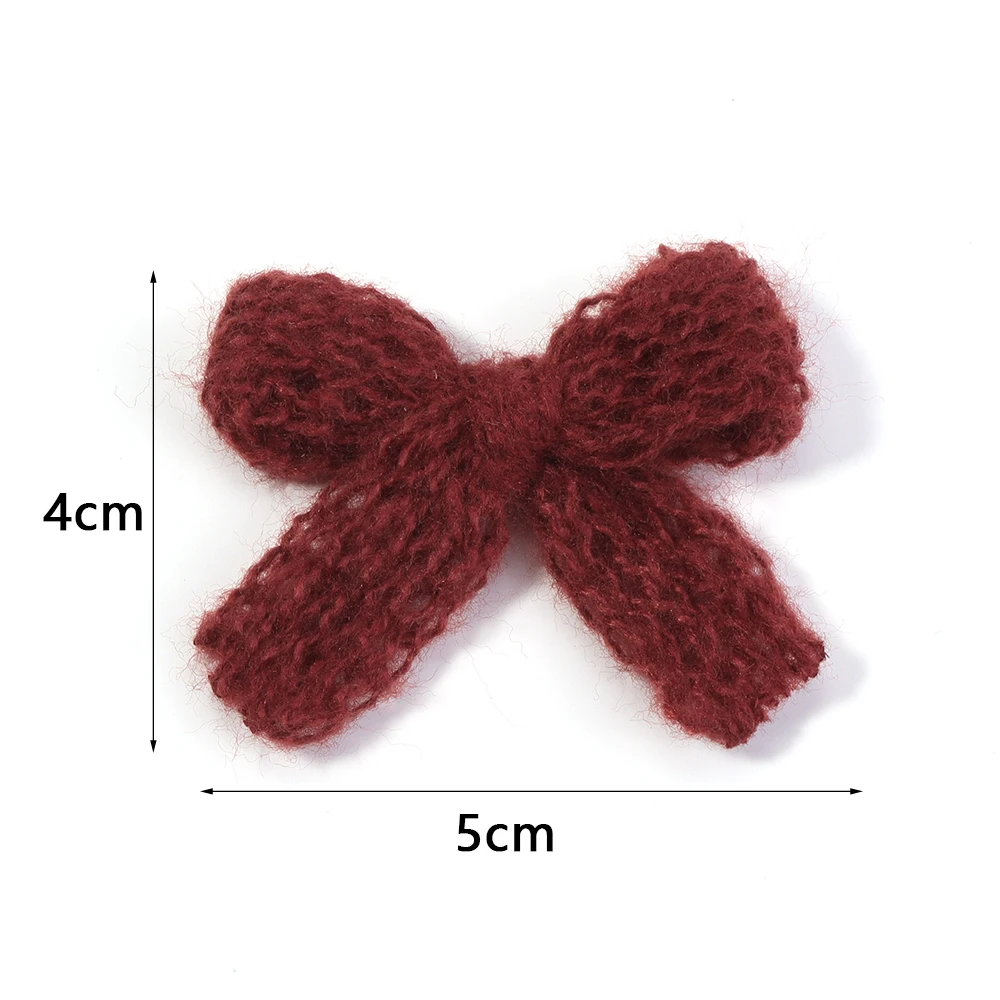 10pcs Knitted Wool Bow Autumn Winter Sweet Double Layer Bowknot For Women Girls Plush Hairpin Edge Clip Headwear Hair Supplies