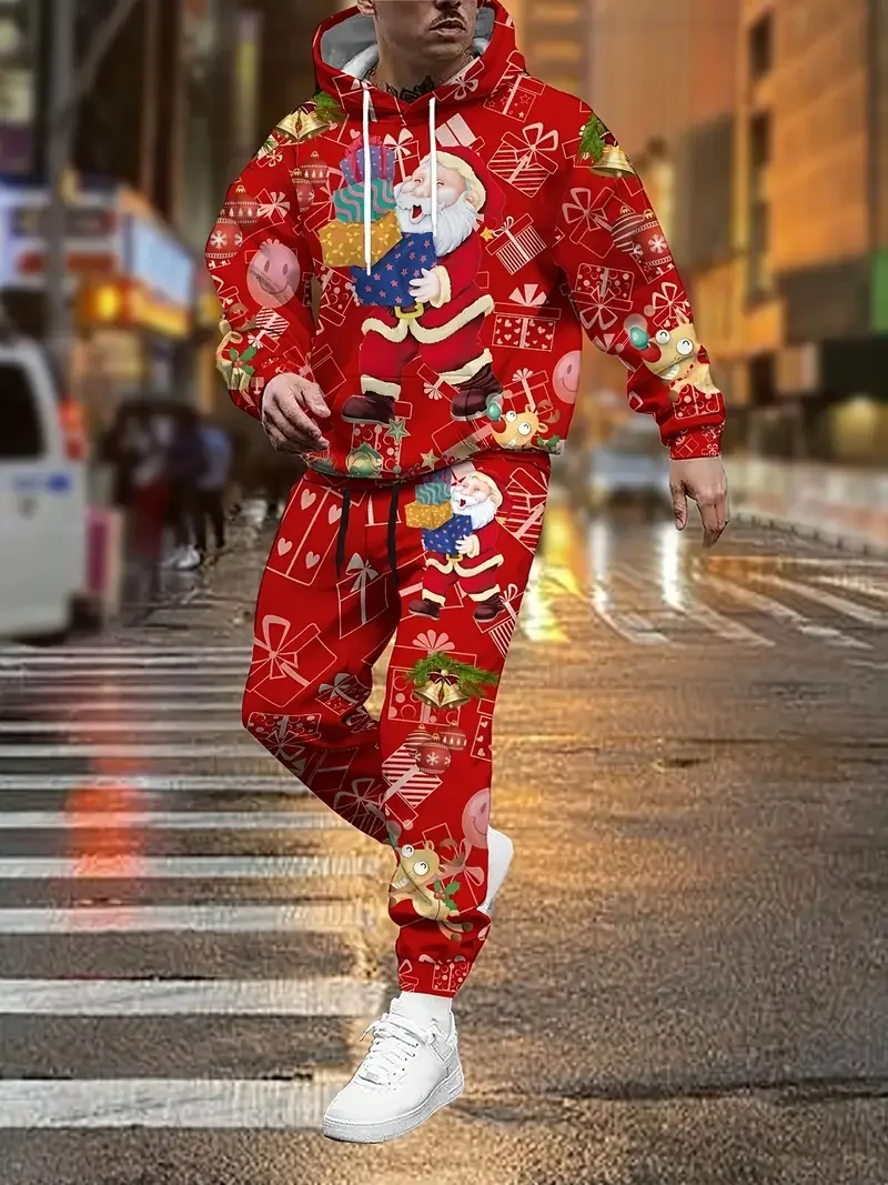

Christmas Hoodies Pants 2pcs Sets 3D Print Adult Kid Two Pieces Tracksuit New Year Party Couple Xmas Gift Jogging Suits