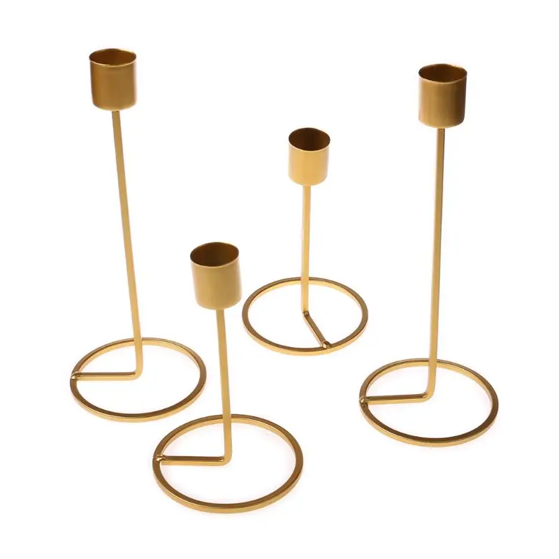 KX4B 4 Pack Holders, Gold Brass Candlestick Holders Metal Taper Holders