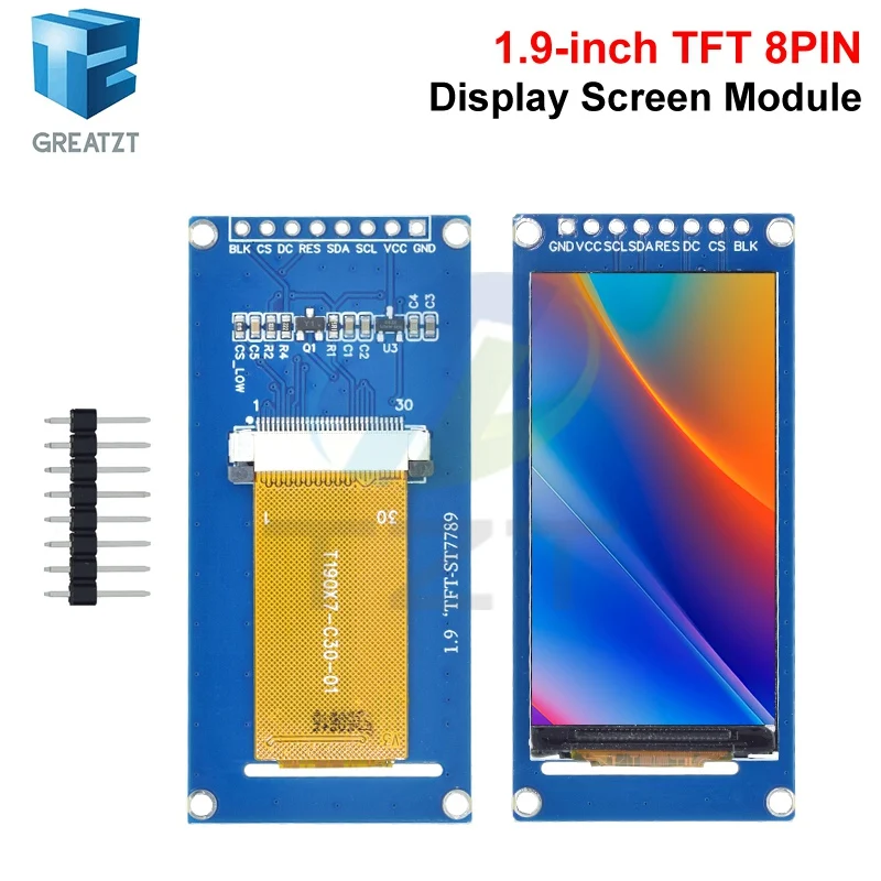 TZT 1.9 Inch IPS Full Angle TFT Display Screen LCD Screen Color Display Module SPI Serial Port High-definition 170x320 ST7789