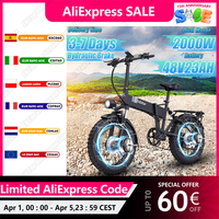 Ridstar H20 Pro E-bike 2000W Dual Motor 48V23AH Battery Folding Electric Bike 20*4.0In Fat Tire Mountain Aldult Electric Bicycle