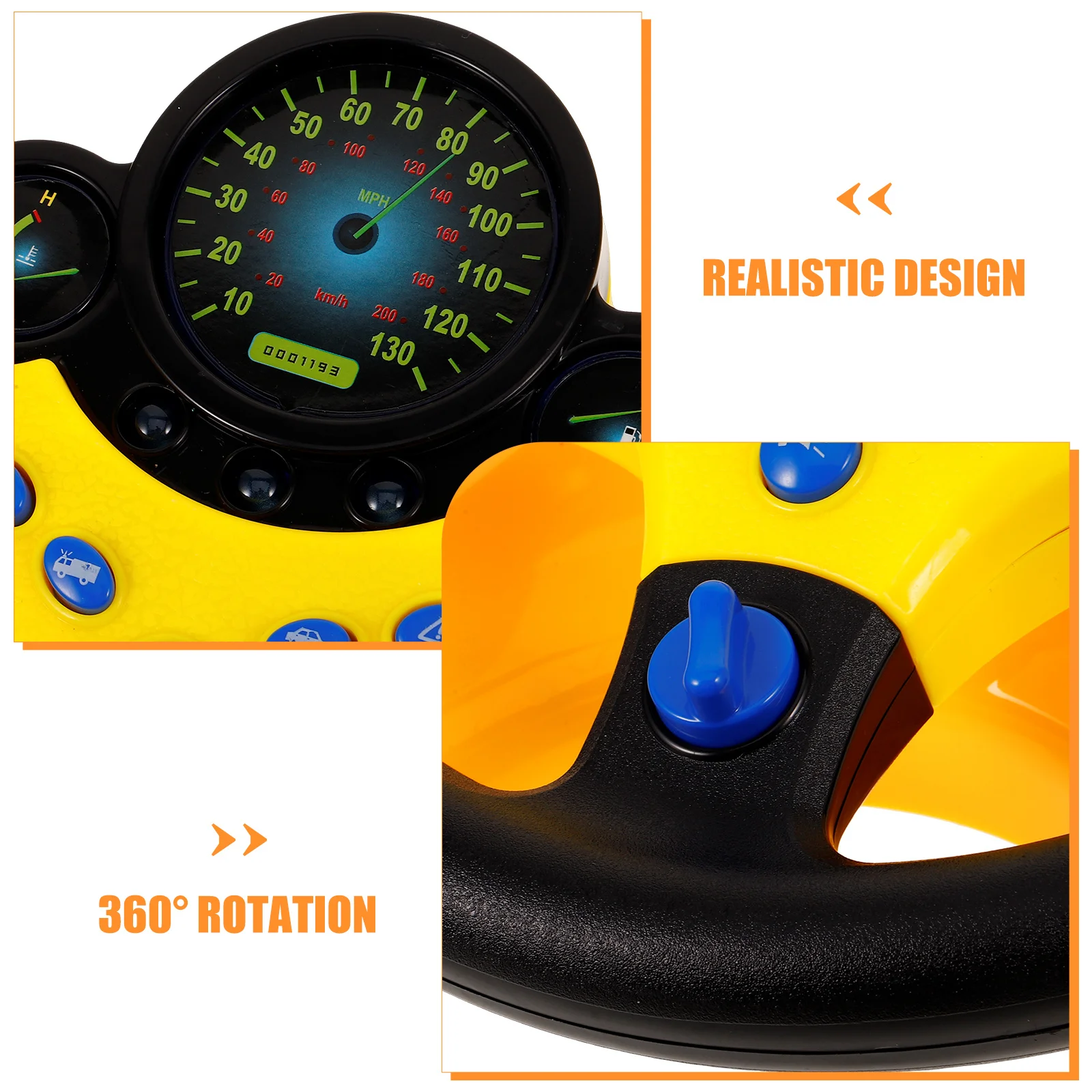 Steering Wheel For ° Rotation Secure Suction Base Built-In Music Comfortable Play Durable Playground Game