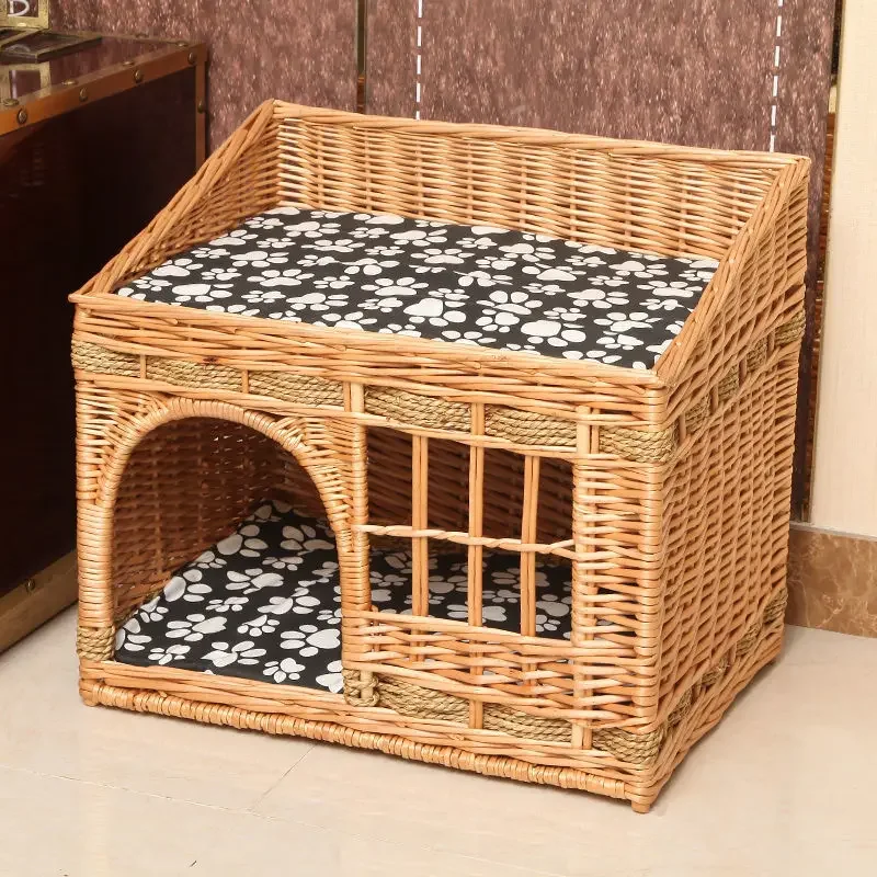 

Cat's Nest Summer Cool Nest Four season universal closed cat nest Vine woven double-layer cat cage