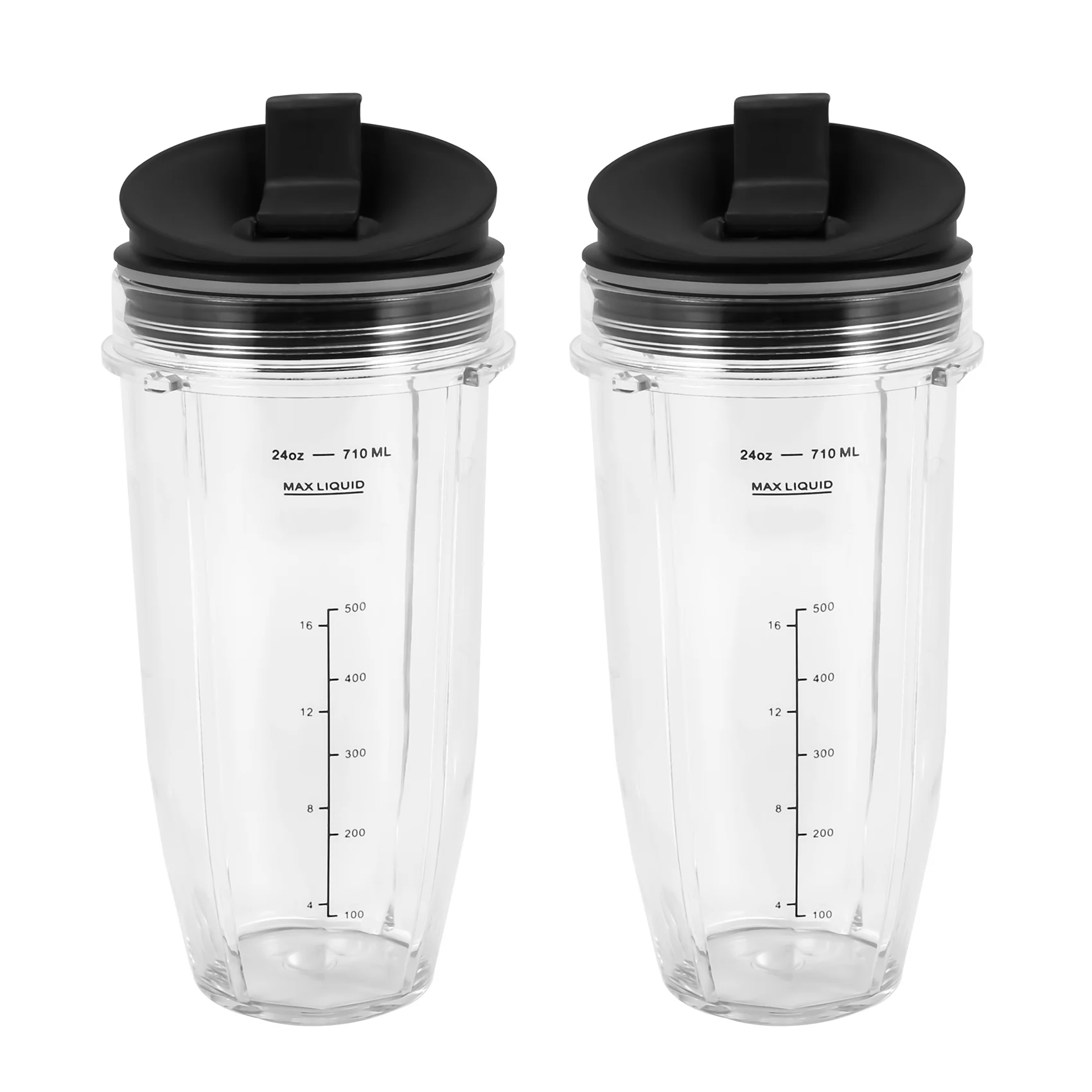 2 Pack Replacement 24Oz Cup with Spout Lid for Nutri Ninja Auto IQ Series Blenders with BL450/BL454/BL456/BL480/BL481