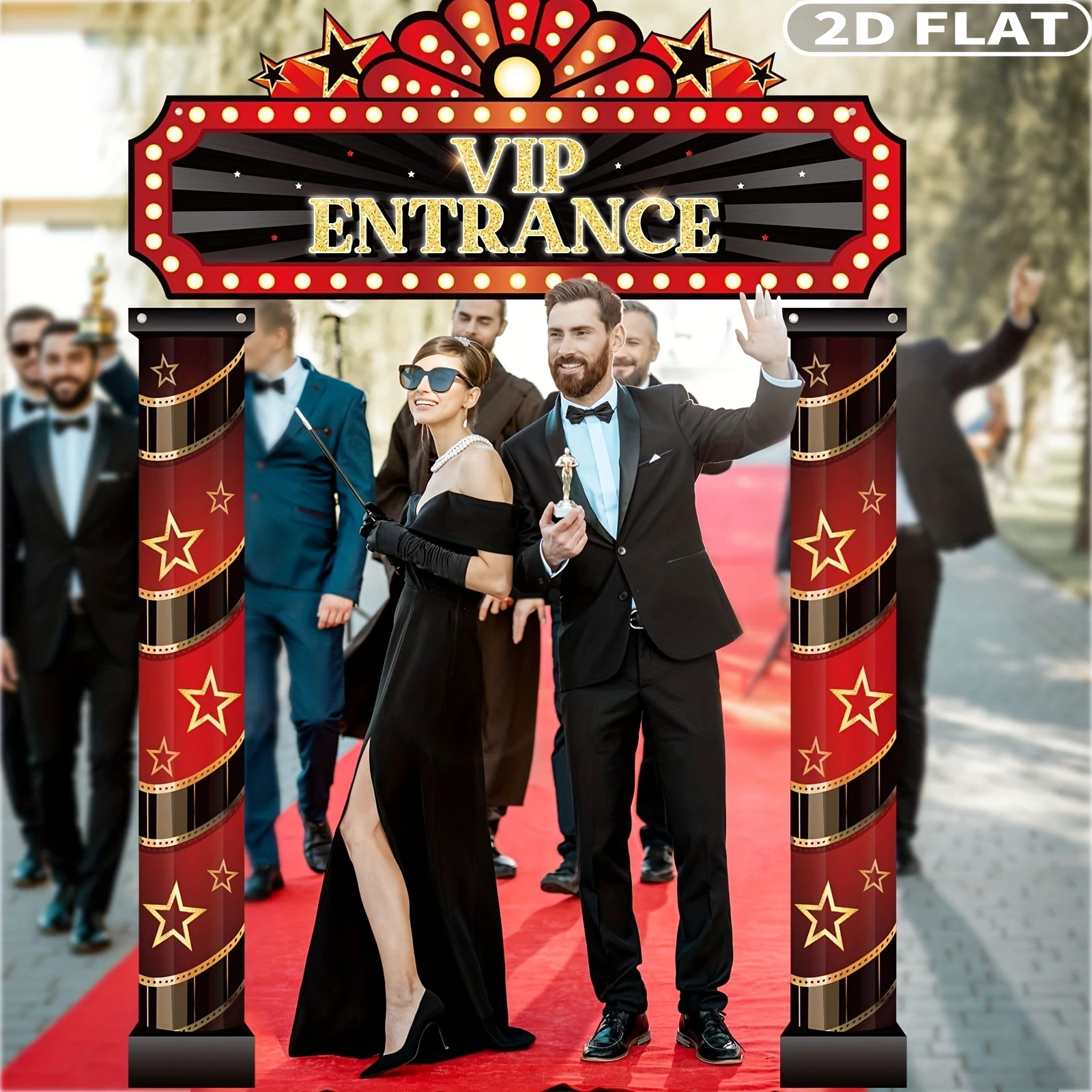3pcs Movie Night Porch Sign Banner, Movie Theme Party Decorations VIP Door Entrance Banner Movie Theater Welcome Porch Sign