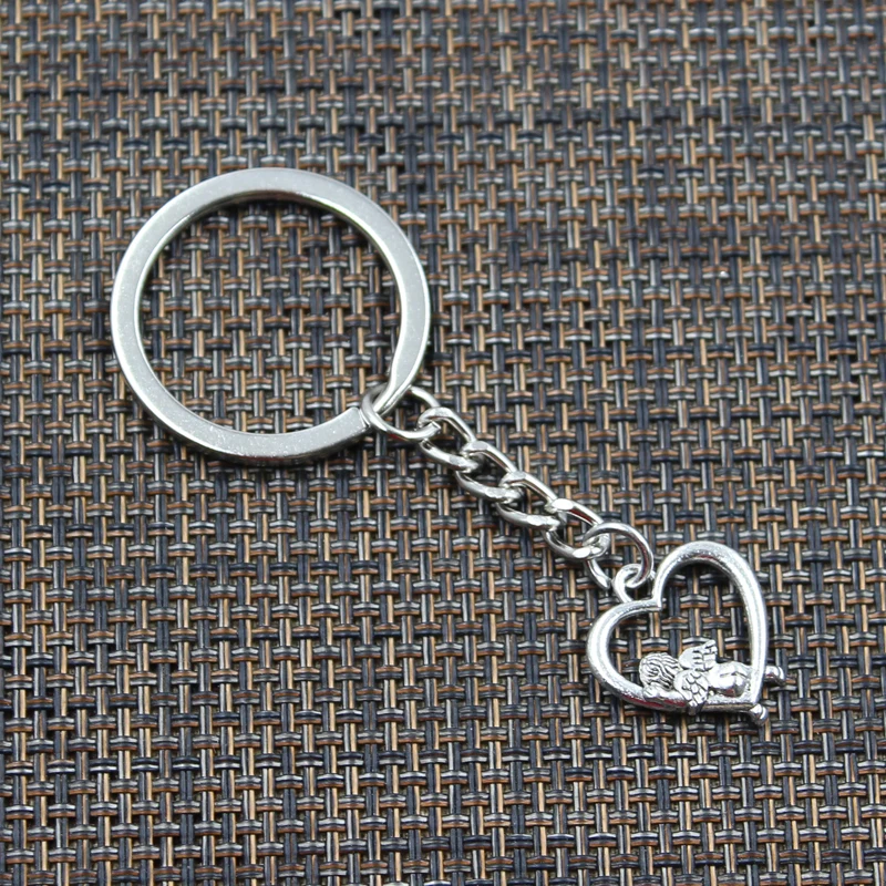 Fashion Keychain 20x18mm Heart Lover Angel Cupid Pendants DIY Men Jewelry Car Key Chain Ring Holder Souvenir For Gift