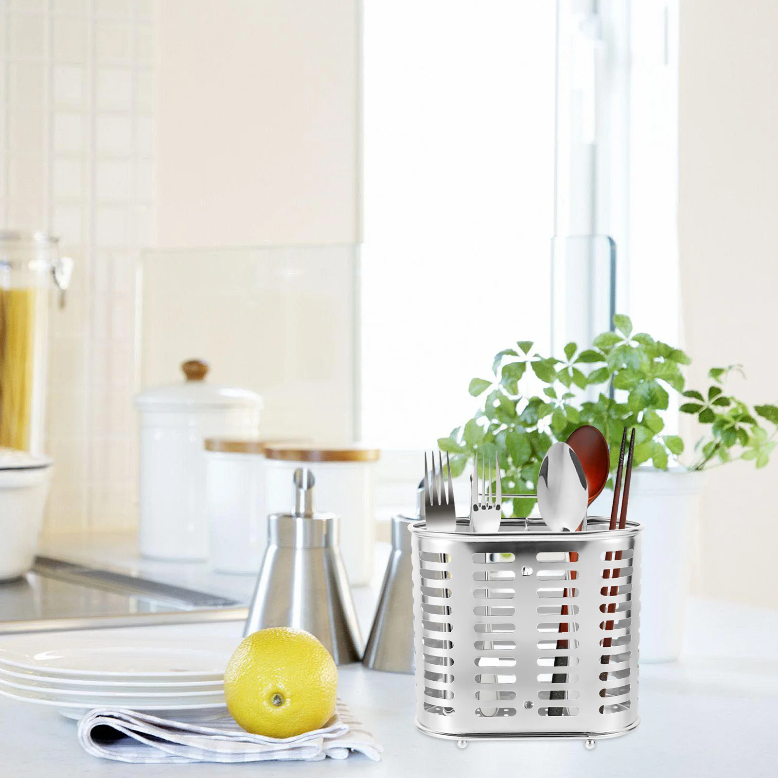 

Stainless Steel Chopstick Holder Flatware ganizer Cooking Tool Utensil Bracket Sleek Lightweight Drain Holes Modern