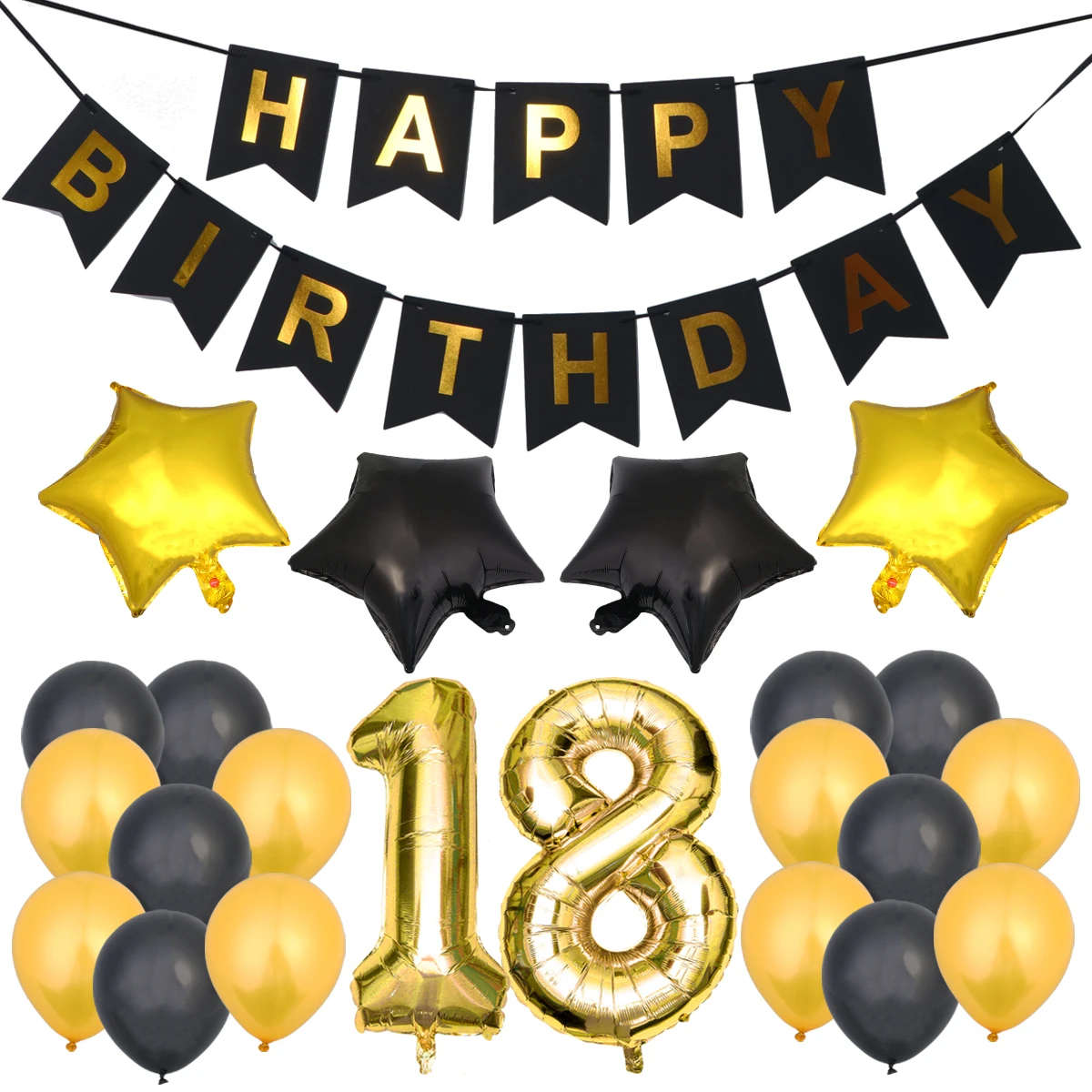 

18 Years Birthday Balloon Set Old Balloons Big Numbers Banner Happy Backdrop Premium Materials Safe Design