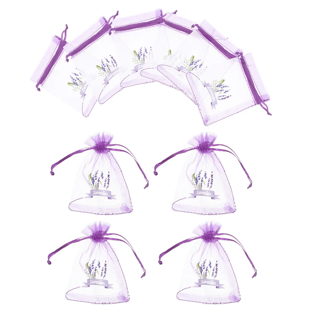 

10pcs Lavender Sachet Bags Empty Drawstring Mesh Gauze Light Purple Dryer Storage Jewelry Present Small Items