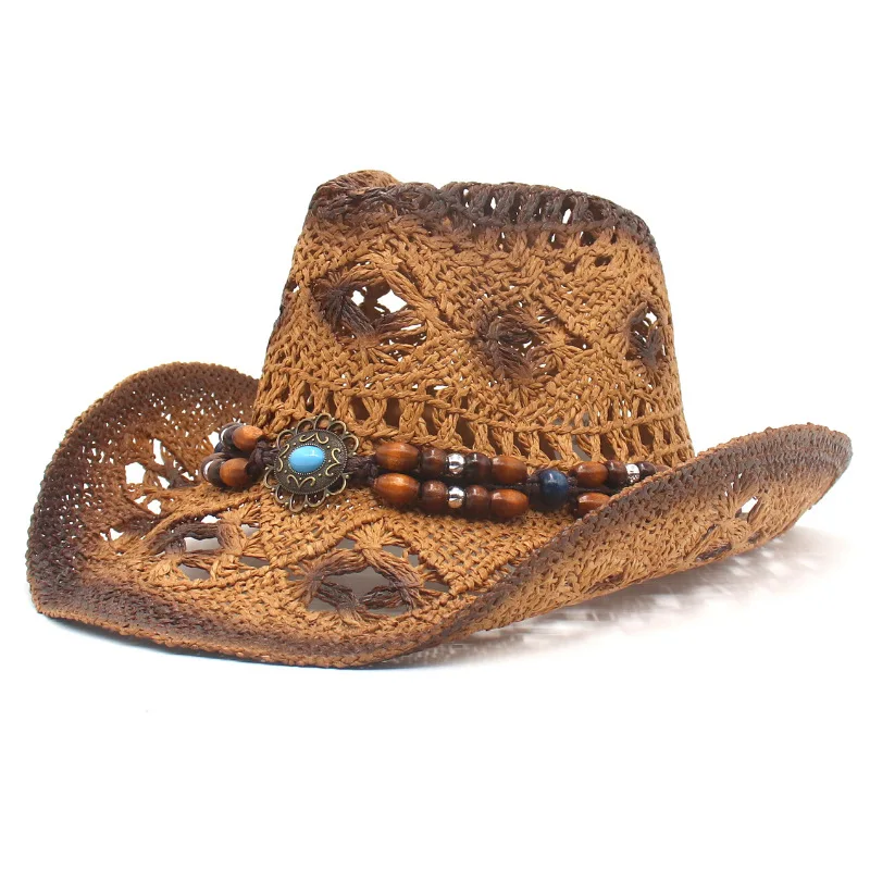 Neue Stroh Cowgirl Hut Unisex Strand Hut Kuh Junge Hut Mit Hut Band Für Männer Frauen Atmungsaktive Leichte Sonnenschutz – Detail 6